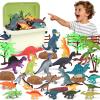 BURIESUR 34PCS Dinosaur Toys for Kids 3-5 with Storage Case,Realistic Dinosaurs Figures Set with Tree and Dino Egg,Birthday Gifts for Kids view 1