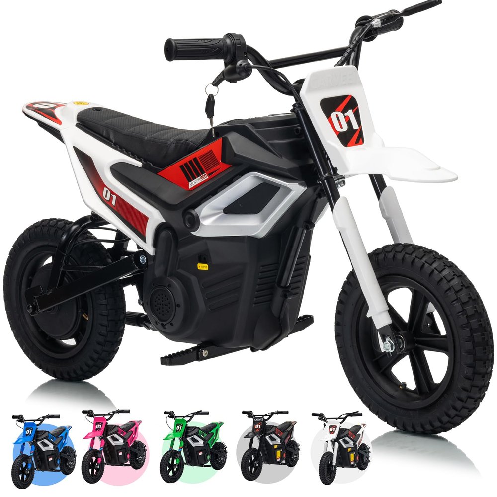 24V Electric Dirt Bike for Kids, 350w Electric Motorcycle for Kids - Up to 13.67Mile/h Long-Range, Ride on Motorcycle with Rear Wheel Suspension, 12 Miles Range, Twist Grip Throttle, Rubber Tire