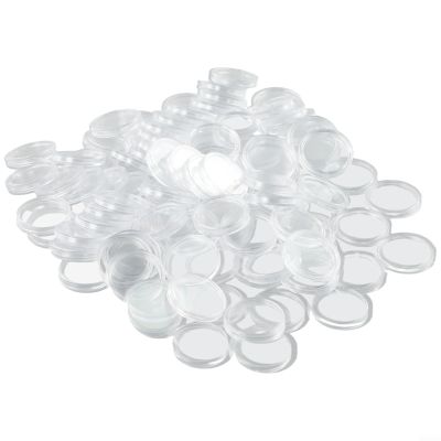100 Pcs 21 mm Transparent Plastic Coin Holder Capsules, Clear Round Display Cases for Collectible Copper, Silver, Gold and Commemorative Coin Storage and Protection