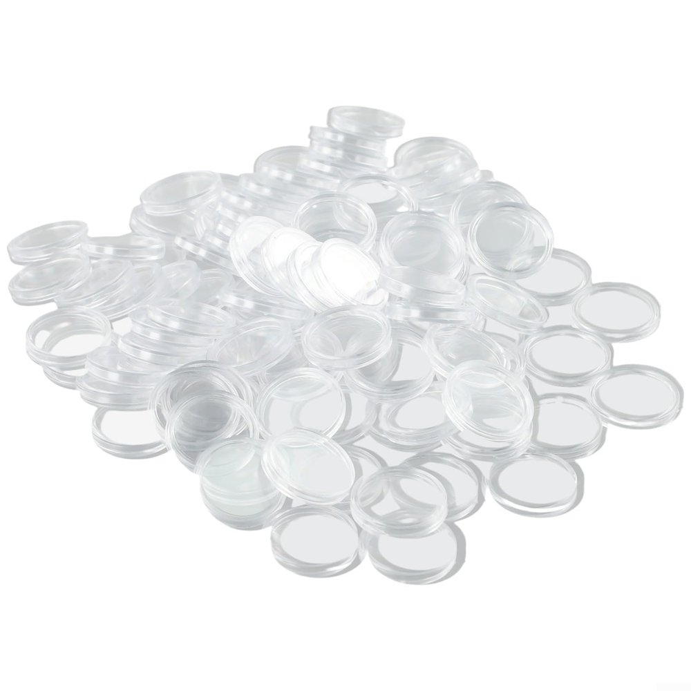 100 Pcs 21 mm Transparent Plastic Coin Holder Capsules, Clear Round Display Cases for Collectible Copper, Silver, Gold and Commemorative Coin Storage and Protection