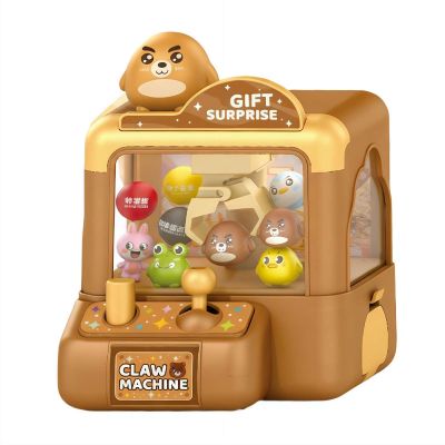 Claw Machine,Mini Animals Vending Machine Electronic Arcade Game, Cute Animal Theme Plush Home Small Game Fun Interactive Joystick Games for Girls Boys Ages 3-8 (Brown)