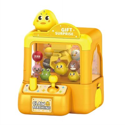 Claw Machine,Mini Animals Vending Machine Electronic Arcade Game, Cute Animal Theme Plush Home Small Game Fun Interactive Joystick Games for Girls Boys Ages 3-8 (Yellow)
