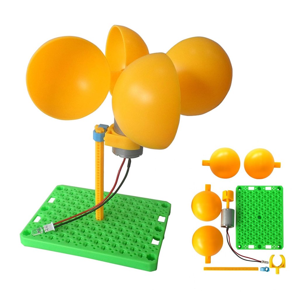 1 Pcs Vertical Axis Mini Wind Turbine Generator Kit, DIY DC Wind Power Model, STEM Science Experiment Kit for Students, 0.0110V Micro Wind Generator, Hands-On Demo Toy(1 Pcs+RED LED)