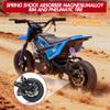 24V Electric Dirt Bike, 350w Kids Motorcycle, 13.67 Mph, Ride on Motorcycle with Rear Wheel Suspension, 12 Miles Range, Twist Grip Throttle, Music & Bluetooth, Birthday & Xmas Gifts, Blue view 2