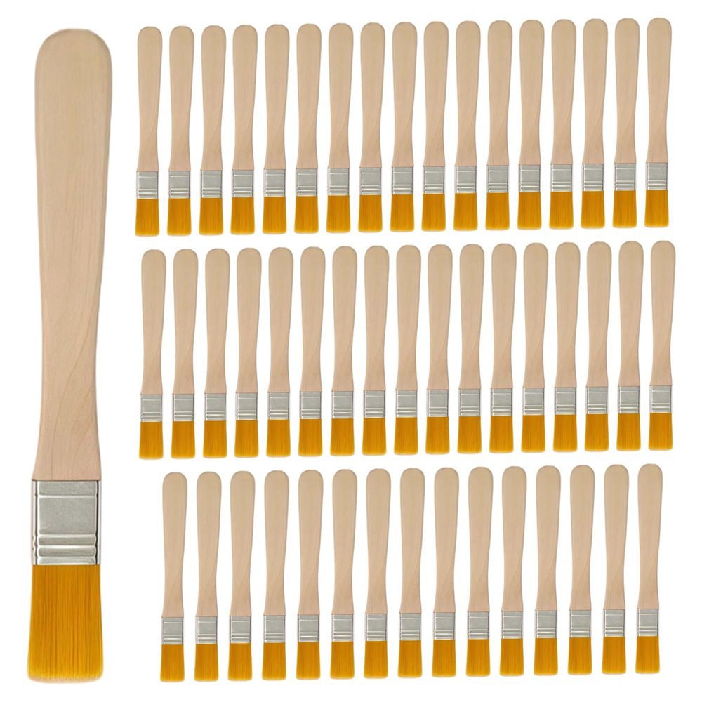 50 Pack Small Paint Brushes Flat Nylon Paint Brushes with Wooden Handle for DIY Art Craft Painting Kids School Supplies Walls Furniture Touch Up Acrylic Watercolour Projects