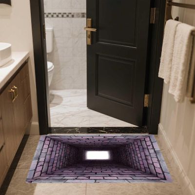 3D Hole Rug Pet Toy, Front Door Mat Indoor Outdoor Entrance, 3D Optical Illusion All-Weather Ground Crack Doormat (F1, 80x120 cm)