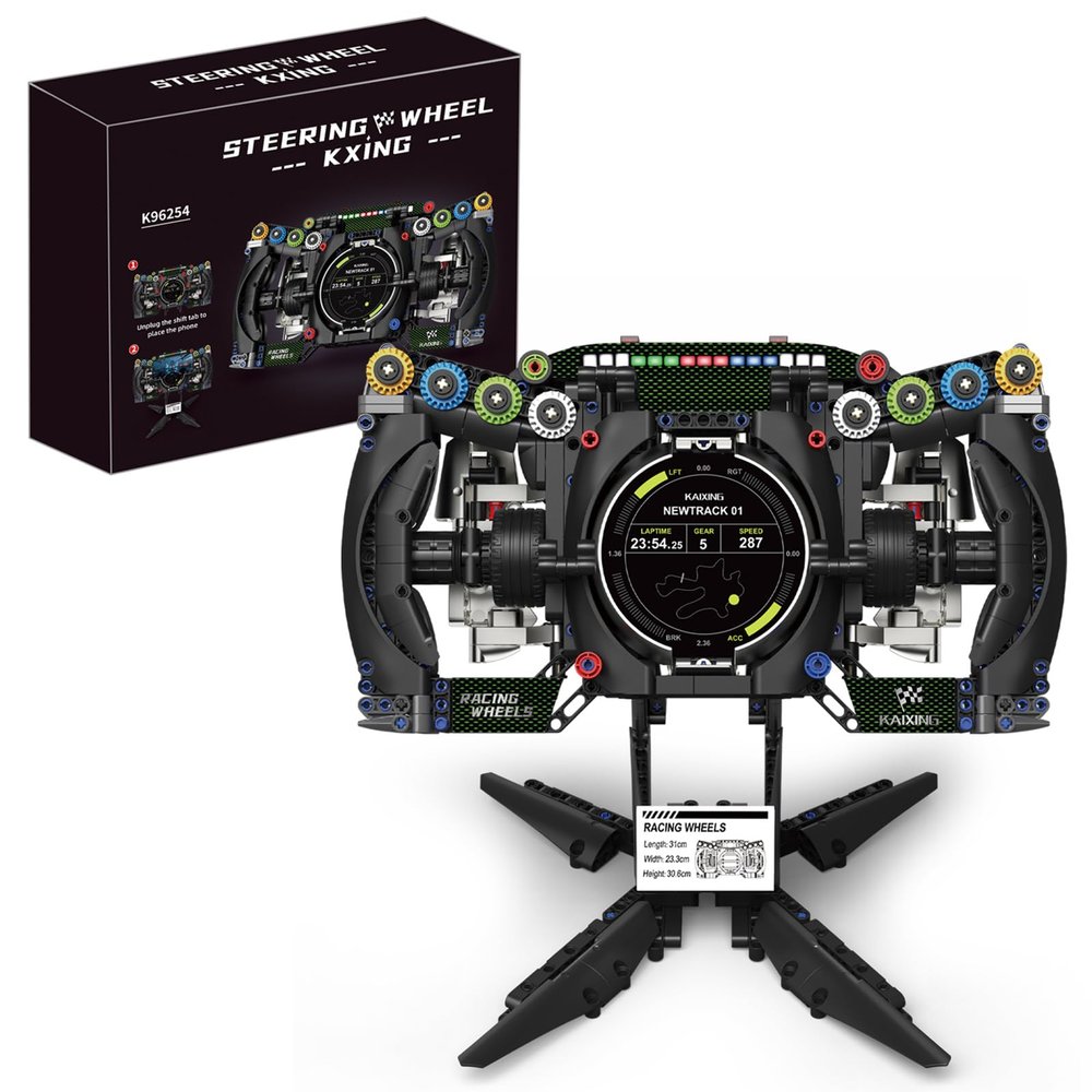 AOUHMN GT3 F1 Racing Steering Wheels Building Set, Gift for Adult Racing Fans, 1:1 Scale Race Car Steering Wheel Collectible Model, Realistic Features + Gaming Simulator, Home or Office Dcor