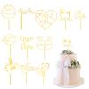 11PCS Gold Mr and Mrs Cake Topper, Acrylic Gold Wedding Cake Toppers Bride and Groom, Reusable Wedding Cakes Topper for Weddings, Engagements, Anniversaries, Bridal Shower Cakes Decorations view 1