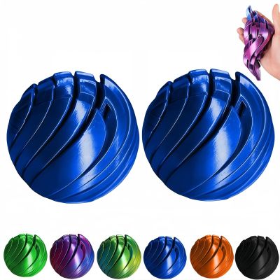 3D Printed Gear Ball Fidget Toy, Slime Ball Sensory Stress Relief Toys for Adults, Rotatable 3D Printing Sphere Desk Toy for Anxiety, Focus, Cool Office Gadgets Gifts (Blue,1)