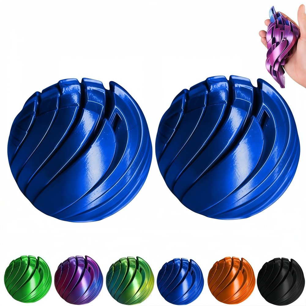 3D Printed Gear Ball Fidget Toy, Slime Ball Sensory Stress Relief Toys for Adults, Rotatable 3D Printing Sphere Desk Toy for Anxiety, Focus, Cool Office Gadgets Gifts (Blue,1)