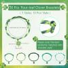 Landical 50 Sets St. Patrick's Day Party Favors Include Irish Green Clover Bracelets Lucky Charm Shamrock Pendant Bracelets Greeting Cards for Friends St. Patrick's Day Party Supplies (Lucky Clover) view 2