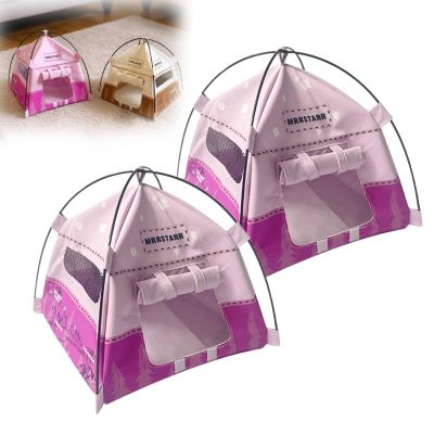1:12 Miniature Cute Tent, Miniature Doll Camping Model Tents, Movable Decorative Scene Accessories Photography Props Toys Display (Pink 2pcs)