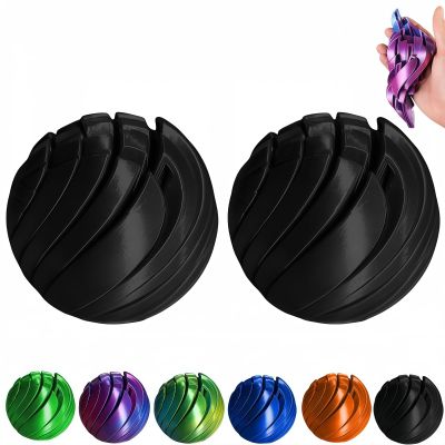 3D Printed Gear Ball Fidget Toy, Slime Ball Sensory Stress Relief Toys for Adults, Rotatable 3D Printing Sphere Desk Toy for Anxiety, Focus, Cool Office Gadgets Gifts (Black,2)