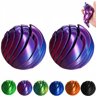 3D Printed Gear Ball Fidget Toy, Slime Ball Sensory Stress Relief Toys for Adults, Rotatable 3D Printing Sphere Desk Toy for Anxiety, Focus, Cool Office Gadgets Gifts (Laser Purple,1)