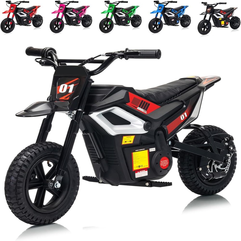 24V Electric Dirt Bike for Kids, 350w Electric Motorcycle for Kids - Up to 13.67Mile/h Long-Range, Ride on Motorcycle with Rear Wheel Suspension, 12 Miles Range, Twist Grip Throttle, Rubber Tire,