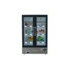 1/20 Scale Mini Food-Play Realistic Double-Door Fridge Model, Miniature Kitchen Supermarket Props, Pretend-Play Fridge Set (Dark Grey Refrigerator + 60 Random Items + Shopping Cart/Light-Up view 1