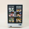 1/20 Scale Mini Food-Play Realistic Double-Door Fridge Model, Miniature Kitchen Supermarket Props, Pretend-Play Fridge Set (Dark Grey Refrigerator + 60 Random Items + Shopping Cart/Light-Up view 2