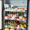 1/20 Scale Mini Food-Play Realistic Double-Door Fridge Model, Miniature Kitchen Supermarket Props, Pretend-Play Fridge Set (Dark Grey Refrigerator + 60 Random Items + Shopping Cart/Light-Up view 3