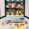1/20 Scale Mini Food-Play Realistic Double-Door Fridge Model, Miniature Kitchen Supermarket Props, Pretend-Play Fridge Set (Dark Grey Refrigerator + 60 Random Items + Shopping Cart/Light-Up view 4