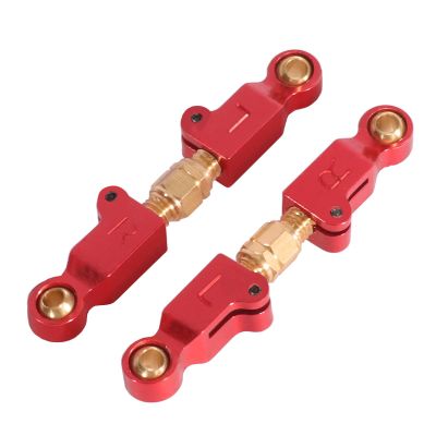 2Pcs 1:14 RC Linkages Adjustable Servo Link Pull Rods Metal RC Car Suspensions Components for M-JX 14209 14210(Red)