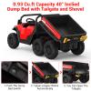 24V Kids Ride-on Dump Truck with Remote Control, Electric Dump Bed & Shovel, Music Player & Key Start, Safety-Focused Ride-on Car, Ideal Gift for Boys and Girls view 3