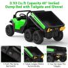 24V Kids Ride-on Dump Truck with Remote Control, Electric Dump Bed & Shovel, Music Player & Key Start, Safety-Focused Ride-on Car, Ideal Gift for Boys and Girls view 3