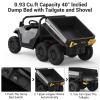 24V Kids Ride-on Dump Truck with Remote Control, Electric Dump Bed & Shovel, Music Player & Key Start, Safety-Focused Ride-on Car, Ideal Gift for Boys and Girls view 3