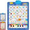 2026 New Bilingual Interactive Wall Chart for Kids English and Spanish Wall Chart for Kids,ABCs, Numbers, Animal Words & Piano,forInteractive Touch Learning Toy for Toddlers 16 (Blue) view 1