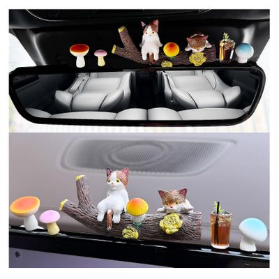 8pack Cat theme Rear View Mirror Interior Decorations Dashboard Decor, Cute Car Dash Decor Ornament for Women Girl,For Home Garden Office, Funny Ornament Gifts