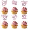 24pcs Happy 52nd Cupcake Toppers Pink Glitter Straight Outta 1974 Cupcake Picks Legend Since 1974 Theme Cheers to 52 Years Birthday Anniversary Party Decoration Supplies view 1