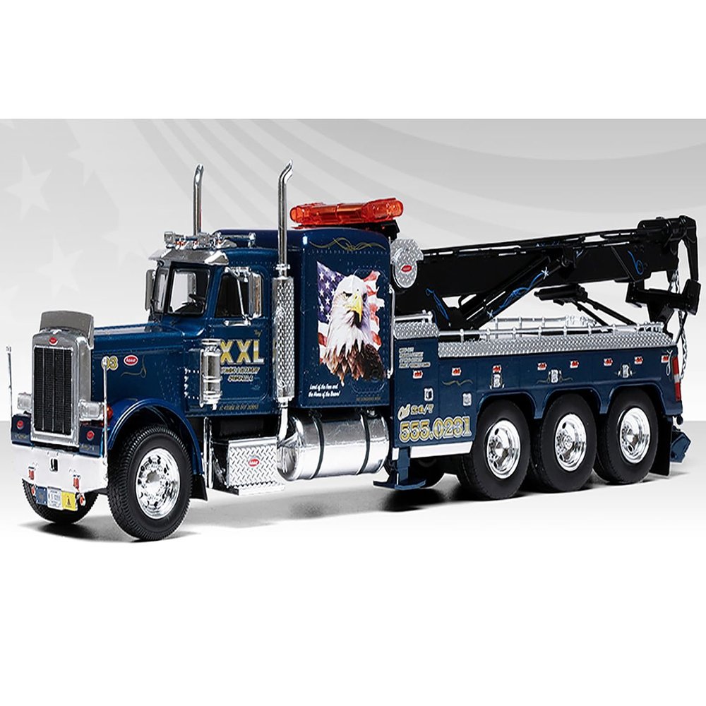 1980 359 Wrecker Tow Truck XXL Towing and Recovery Blue Metallic with Graphics 1/43 Diecast Model by IXO Models U43TTR001