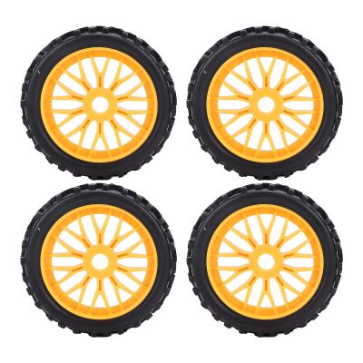 RiToEasysports 4PCS RC Tires, Rubber Anti Slip 1/8 Car Wheel Tires Replacement for Serpent SRX8 RC Off Road Car (Orange)