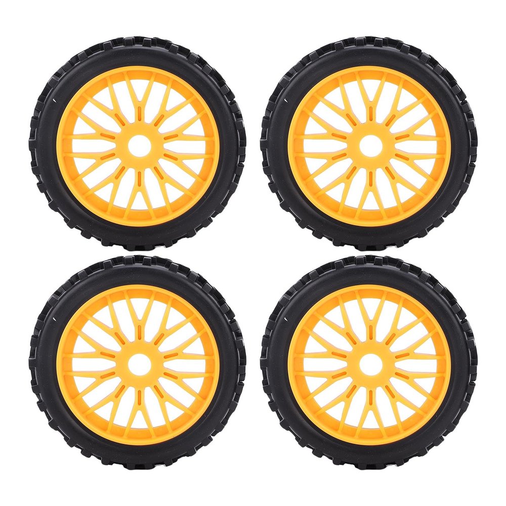 RiToEasysports 4PCS RC Tires, Rubber Anti Slip 1/8 Car Wheel Tires Replacement for Serpent SRX8 RC Off Road Car (Orange)