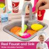 HONEY JOY Corner Kids Kitchen Playset, Plastic Play Kitchen w/Realistic Light & Sound, Music, Running Water & Steam Function, 113 Pcs Cooking Accessories, Toy Kitchen Set for Toddlers Boys Girls(Pink) view 3