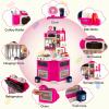 HONEY JOY Corner Kids Kitchen Playset, Plastic Play Kitchen w/Realistic Light & Sound, Music, Running Water & Steam Function, 113 Pcs Cooking Accessories, Toy Kitchen Set for Toddlers Boys Girls(Pink) view 4