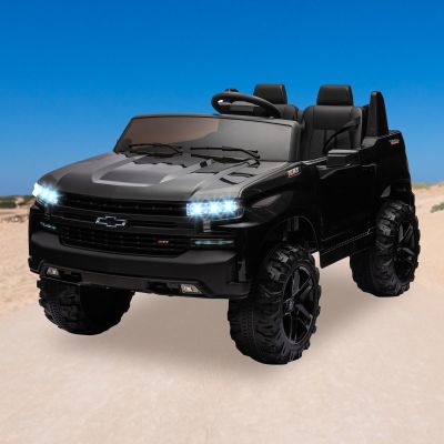 2-Seater Kids Ride On Car 24V, Licensed Chevrolet Silverado Electric Truck w/Parent Remote, Spring Suspension & Wireless Music, Outdoor Toy Vehicle for Ages 3-8
