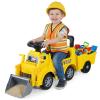 HONEY JOY Ride On Tractor with Trailer, Kids Excavator Bulldozer with Shovel, Seat Storage, Engine Sound, Music, Manual Control Bucket, Ride On Construction Vehicle for Toddlers Boys Girls, Yellow view 1