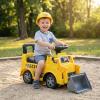 HONEY JOY Ride On Tractor with Trailer, Kids Excavator Bulldozer with Shovel, Seat Storage, Engine Sound, Music, Manual Control Bucket, Ride On Construction Vehicle for Toddlers Boys Girls, Yellow view 2