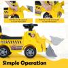HONEY JOY Ride On Tractor with Trailer, Kids Excavator Bulldozer with Shovel, Seat Storage, Engine Sound, Music, Manual Control Bucket, Ride On Construction Vehicle for Toddlers Boys Girls, Yellow view 4