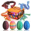 VELOZ 4PCS 3D Printed Dragon Egg, Cool 3D Printer Articulated Crystal Dragon Toy for Kids, Surprise Animals Figurines Fidget Dinosaur Eggs for Boys Kids Teen 5-7 4-6 8-12 view 1
