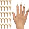 20PCS Golden Finger Claws Rings Full Finger Set, Gothic Punk Rock Metal Talon Nail Armor for Halloween Cosplay, Horror Party Costume Accessories, Vampire Werewolf Fingertip Claws view 1