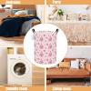 Round Laundry Basket Collapsible Storage Hamper Pink Castle view 3