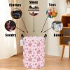 Round Laundry Basket Collapsible Storage Hamper Pink Castle view 4