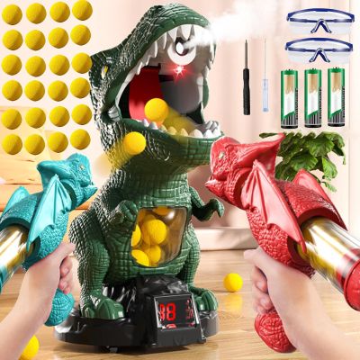 Nemnlaa Dinosaur Toy - Explosion Gun Mobile Shooting Game Foam Ball Launcher Suitable (Dinosaur-2blaster)