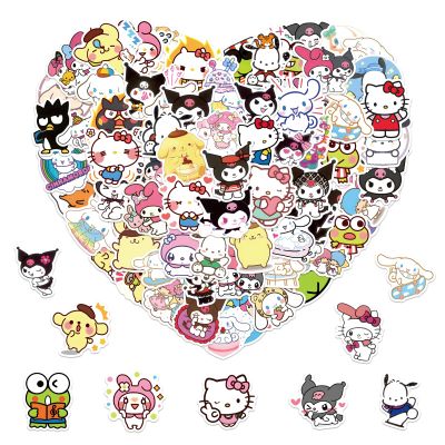 100PCS Cute Cartoon Stickers for Kids Teens Adults Hello Kawaii Kitty Sticker for Water Bottles Laptop Journaling Phone, Asverbet Waterproof Vinyl Decals Teacher Reward Stickers