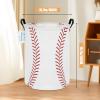 LANGYASHAN Laundry Basket Canvas Fabric Collapsible Organizer Basket for Storage Bin Toy Bins Gift Baskets Bedroom Clothes Children Nursery Hamper (Baseball) view 2
