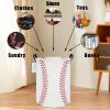 LANGYASHAN Laundry Basket Canvas Fabric Collapsible Organizer Basket for Storage Bin Toy Bins Gift Baskets Bedroom Clothes Children Nursery Hamper (Baseball) view 4