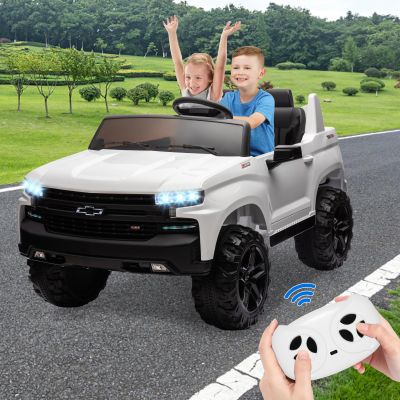 2-Seater Kids Ride On Car 24V, Licensed Chevrolet Silverado Electric Truck w/Parent Remote, Spring Suspension & Wireless Music, Outdoor Toy Vehicle for Ages 3-8