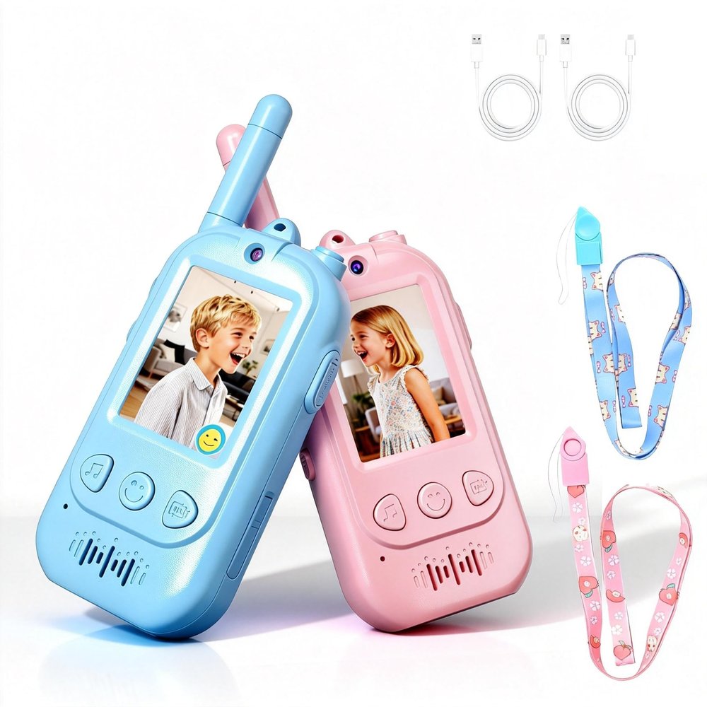 2026 Upgrade Video Walkie Talkies, Kids Communication Toys with Screen, Video Walkie Talkies for Kids with Voice Changer, Durable Walkie Talkie Toys Gifts for Indoor Outdoor Family Play Ages 3-12