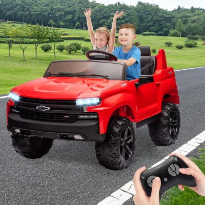2-Seater Kids Ride On Car 24V, Licensed Chevrolet Silverado Electric Truck w/Parent Remote, Spring Suspension & Wireless Music, Outdoor Toy Vehicle for Ages 3-8